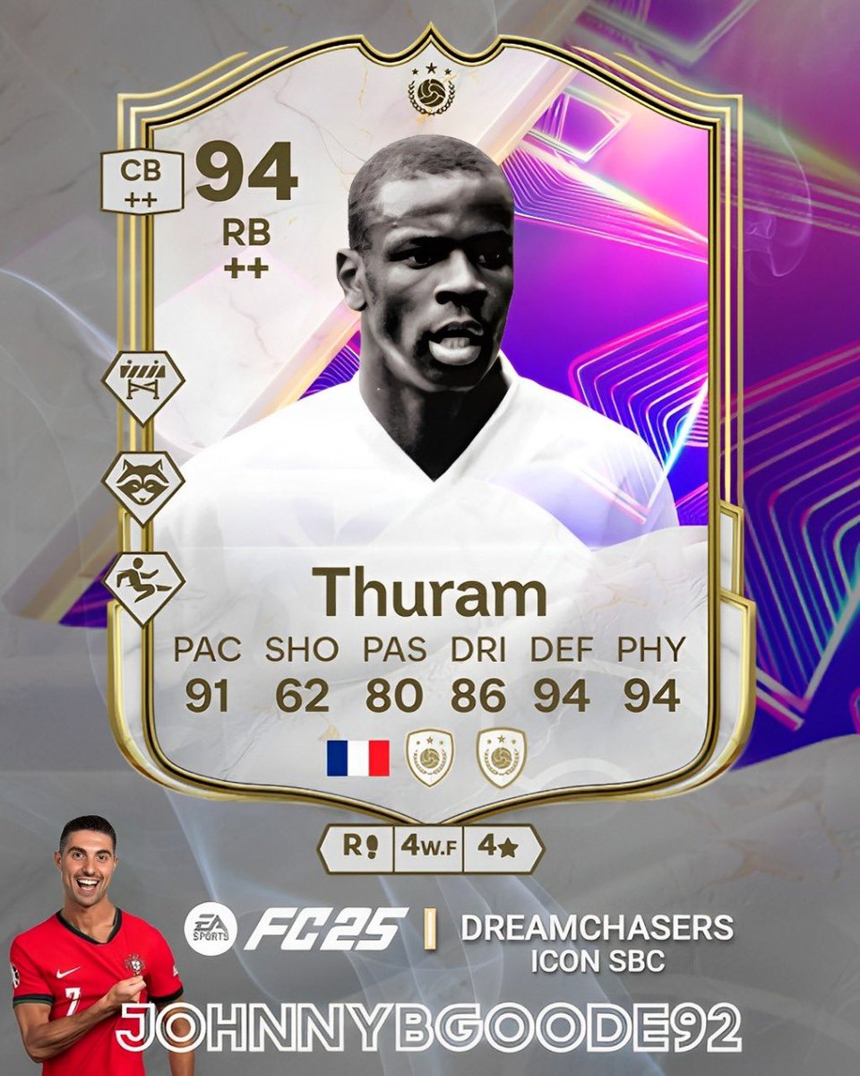 🚨 CONFIRMADO!

DreamChasers Thuram (RB/CB) está a caminho via SBC no EAFC 25!🧱🇫🇷

Carta obrigatória para quem quer solidez atrás. Vais deixar passar?

🔁 Diz-nos nos comentários 👇

#fc25 #ultimateteam #dreamchasers #thuram #france #icon #sbc #streamer #johnnybgoode92 #fyp