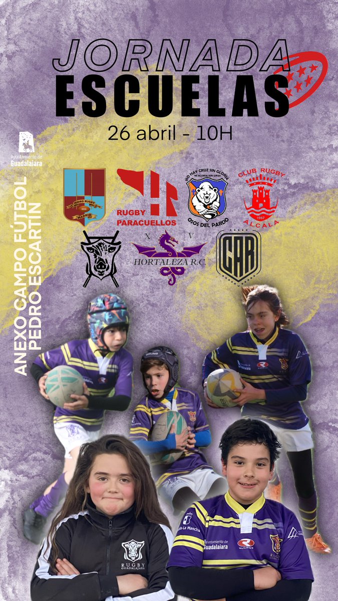Volvemos a la carga con mucho rugby, en este caso de los más pequeños del club. 

🐗Sub6/8/10
🕒a partir de las 10 
🏟️Anexo campo de fútbol Pedro Escartín 

🐗Sub12 
🕒11H y 12H 
🏟️Las terrazas (Alcobendas)