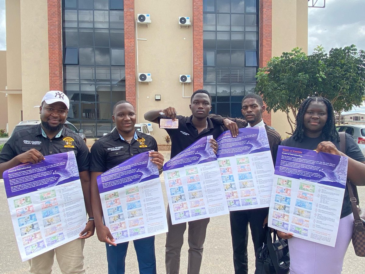 UNZABECA (@unza_beca) on Twitter photo In partnership with the <a href="/BankofZambia/">Bank of Zambia</a>, UNZABECA took financial literacy to the people!
We engaged students from UNILUS, NIPA, ZICAS, Cavendish & Evelyn Hone on the new banknotes, their security features & economic value. Youth engagement was next level!
#NewBanknotes #UNZABECA In partnership with the <a href="/BankofZambia/">Bank of Zambia</a>, UNZABECA took financial literacy to the people!
We engaged students from UNILUS, NIPA, ZICAS, Cavendish & Evelyn Hone on the new banknotes, their security features & economic value. Youth engagement was next level!
#NewBanknotes #UNZABECA