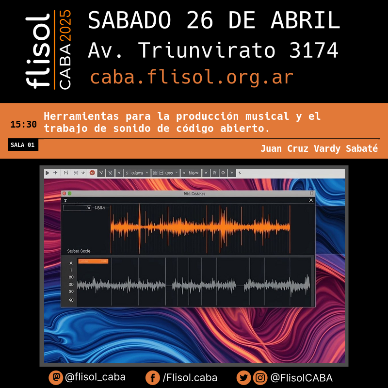 FlisolCABA's tweet photo. Las charlas de las 15:30hs y el taller de las 15:45hs en FLISoL CABA 2025.
00 - infraestructura básica de Self-hosting
01 -  pantallazo de las herramientas actuales de produccion musical
10 - sistemas alternativos q reemplazan Android 
11 - Introducción al uso de una distro Linux https://t.co/3TgjxxSt91