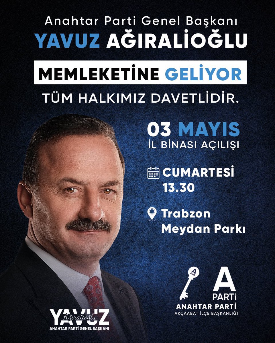 Kenan Armutcu (@kenan_armutcu) on Twitter photo Sayın Genel Başkanımız 03 mayıs da Trabzon da olacak herkesi bekliyoruz <a href="/anahtarparti/">Anahtar Parti</a> <a href="/yavuzagiraliog/">Yavuz Ağıralioğlu</a> Sayın Genel Başkanımız 03 mayıs da Trabzon da olacak herkesi bekliyoruz <a href="/anahtarparti/">Anahtar Parti</a> <a href="/yavuzagiraliog/">Yavuz Ağıralioğlu</a>
