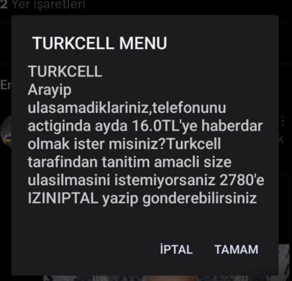 Turkcell, deprem sonrası şebekelerin çökmesi nedeniyle aradığı kişiye ulaşamayan kullanıcılarına, ulaşılabilir olduklarında haberdar etmek için 16 TL’ye paket satma teklifi yolladı.