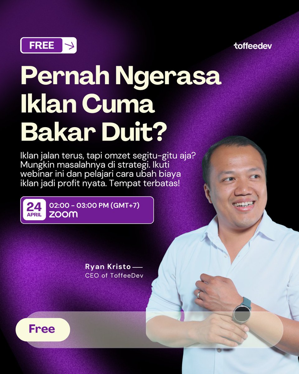 ToffeeDev's tweet image. 📢 Webinar Ads H-1!
Mau ROAS naik & penjualan meningkat dalam 90 hari?
Strateginya bakal dibahas besok di webinar ini 🎯
📝 Daftar sekarang sebelum slot habis!
👉 hubs.ly/Q03j1R1S0
#AdsOptimization #DigitalMarketing #ToffeeTips
