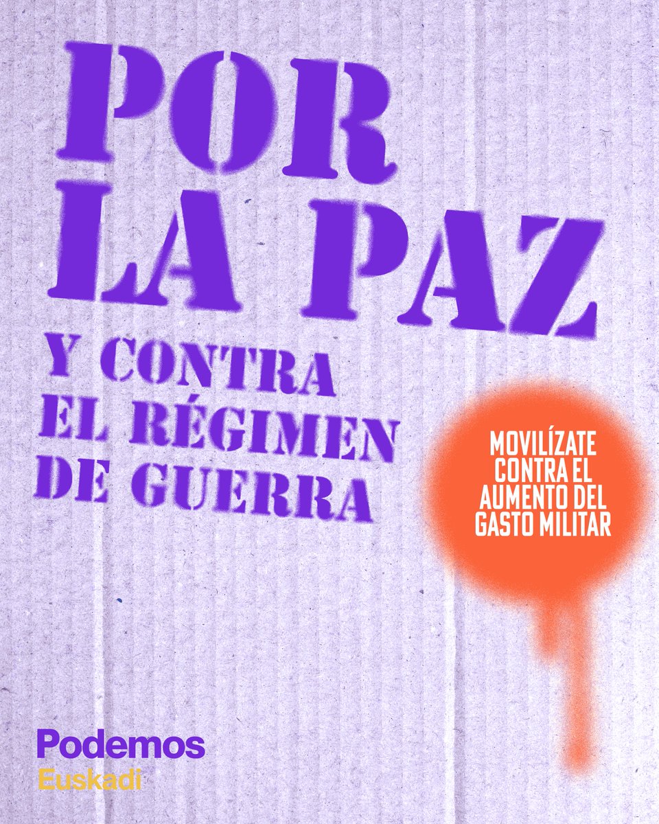 Frente al rearme, movilización social

Frente a la compra de armas, activismo por la paz

Frente al gasto militar de 10.000 millones, inversión en sanidad, educación, vivienda o cuidados

Debemos movilizarnos contra el régimen de guerra

Por la paz, por las generaciones futuras