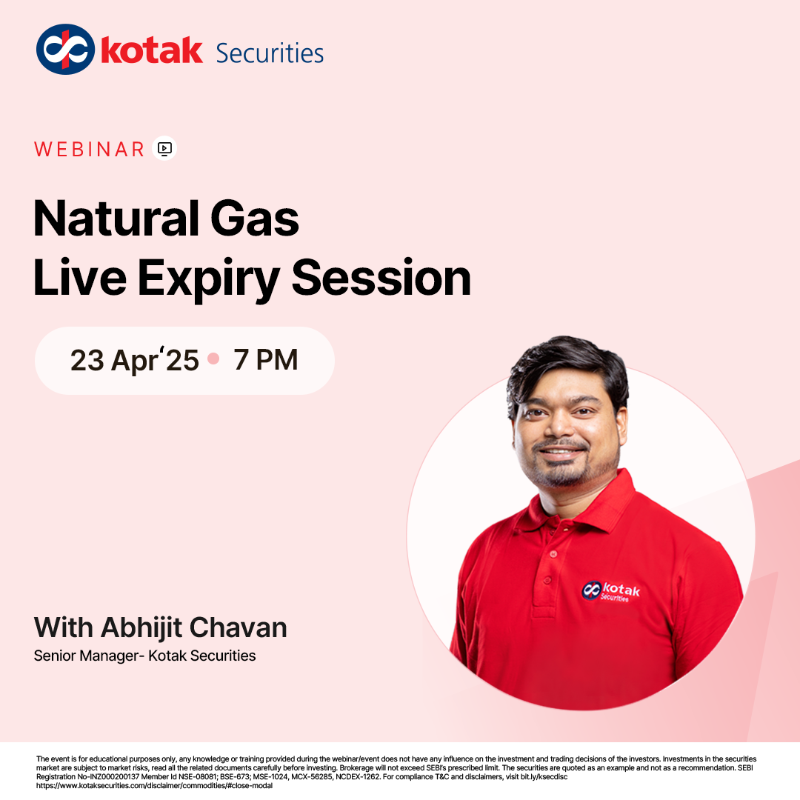 kotakneo's tweet photo. Just hours away! Get ready for an insightful session at 7:00 PM today where Abhijit Chavan, Senior Manager, Kotak Securities, reveals all.
#KotakSecurities #NaturalGasExpiry #CommodityMarkets #OptionTrading #VolatilityAnalysis #ExpiryAnalysis #CommodityWebinar