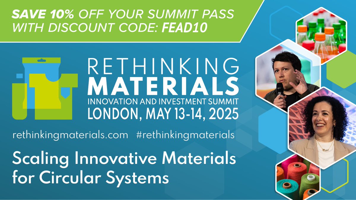 📍FEAD will be at Rethinking Materials on 13-14 May, the international summit focused on accelerating the commercialisation of innovation in new materials for consumer goods.

Register now: bit.ly/42HlZBf using code FEAD10 !