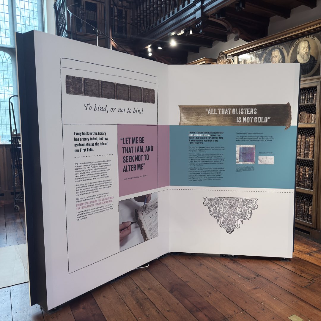 statexprint's tweet photo. “Such stuff as dreams are made on…” – The Tempest

On #ShakespeareDay, we’re proud to celebrate our work with @durham_uni on Shakespeare Recovered—an exhibition unearthing the dramatic story of a stolen First Folio. Old meets new, powered by Statex print innovation. https://t.co/wcCzhlikBR