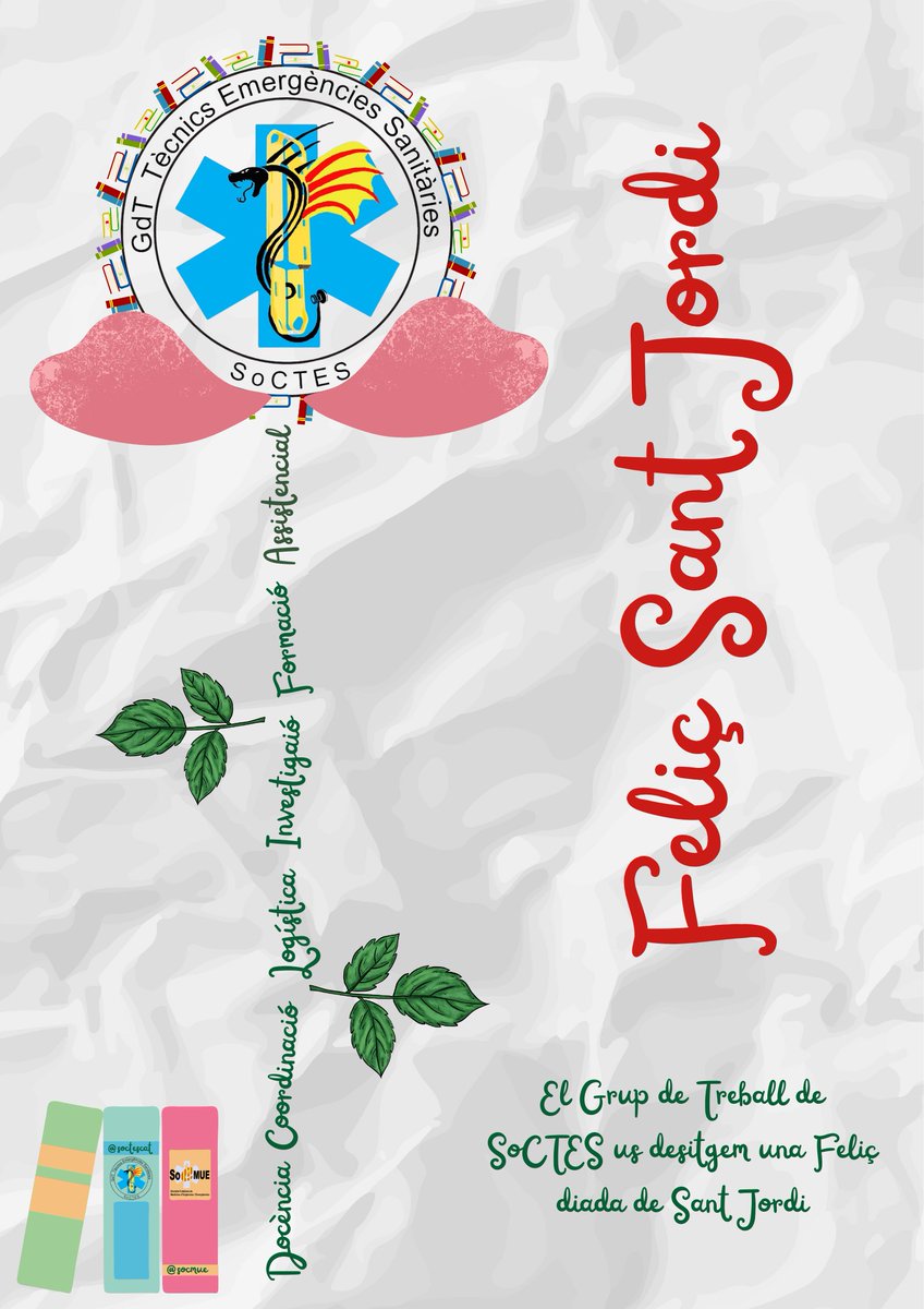 Avui, en la Diada nacional de Catalunya, des del nostre #gdt de Tècnics en Emergències Sanitàries volem recordar la força d’un poble que, com nosaltres en cada servei, es manté ferm, solidari i compromès. 🌹📚#SantJordi2025 #TES <a href="/SoCMUE/">SoCMUE</a>
