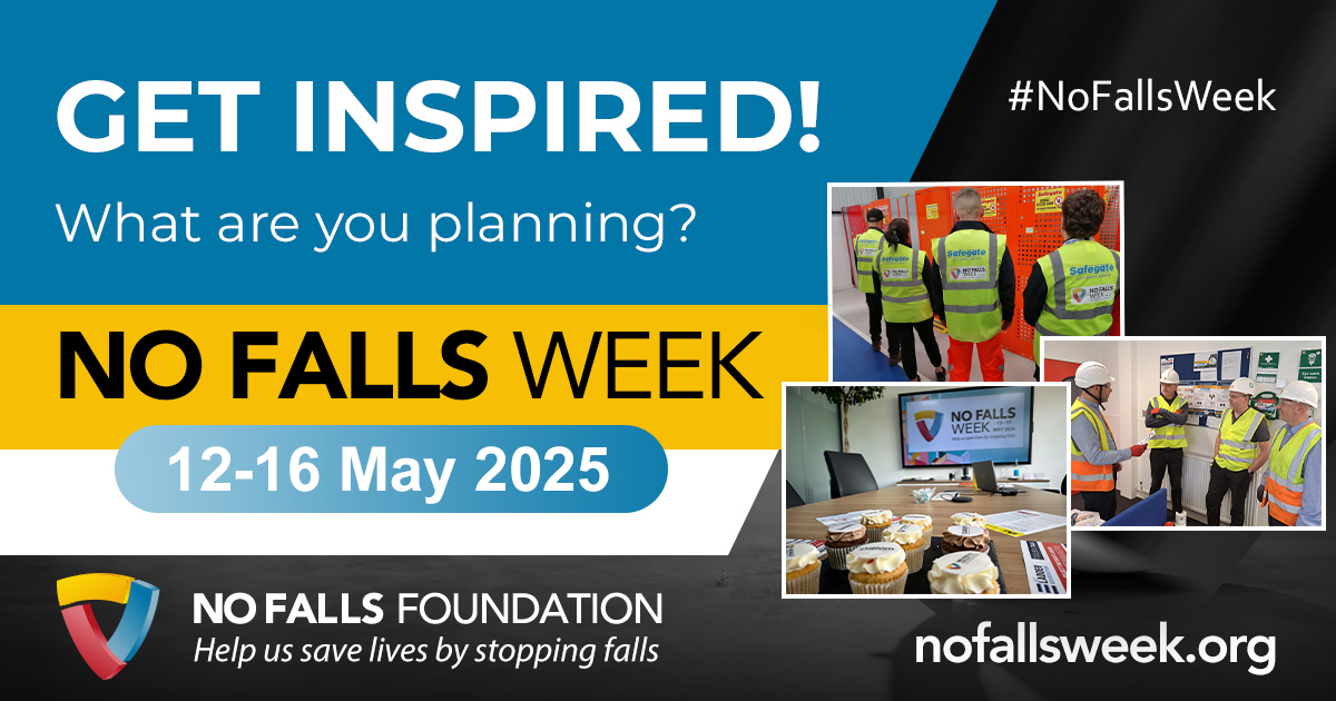 Looking for inspiration for what to do at your workplace during No Falls Week? Here's some ideas to help you shine a spotlight on height safety between 12-16 May: ecs.page.link/xCSYP 
Not signed up yet? Get involved now: ecs.page.link/trnKD
#NoFallsWeek