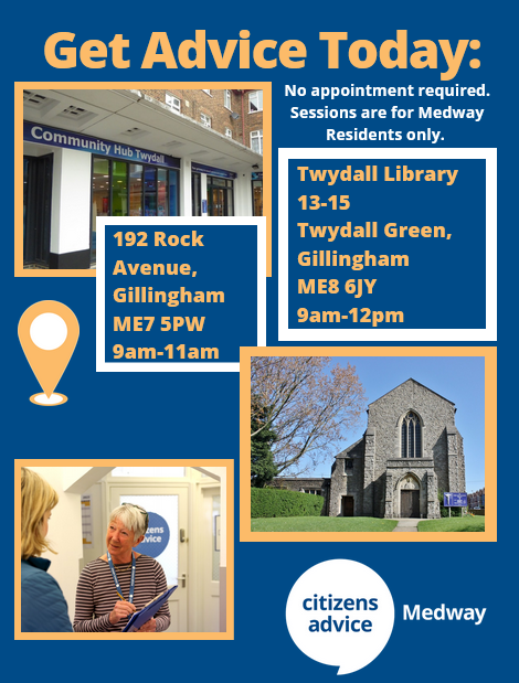 Get advice from our teams at St Augustine's Church or Twydall Library today. No appointment needed.
