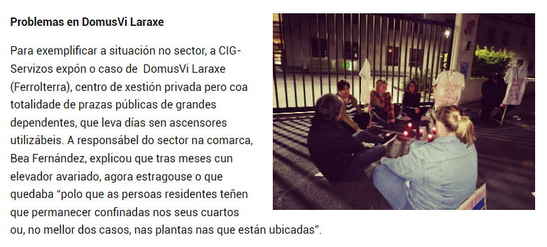 seredaico's tweet photo. Anciáns confinados nos seus cuartos durantes días nunha residencia de #Domusvi porque non teren ningún ascensor operativo. Así funciona o modelo de macrosubvencións ás residencias privadas do modelo PPdeG. https://t.co/ny2zUQEhpL