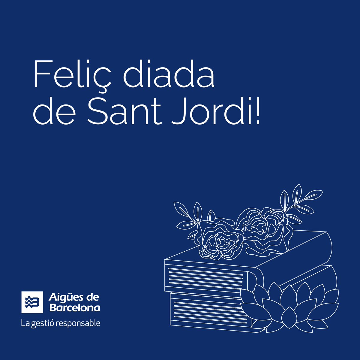 🌹 En aquesta diada de #SantJordi25, com cada any, celebrem la cultura i l'amor.  

Des d’<a href="/aiguesbcnclient/">Aigües de Barcelona</a>, et desitgem un feliç 23 d’abril, ple de llibres, roses i moltes gotes de felicitat.