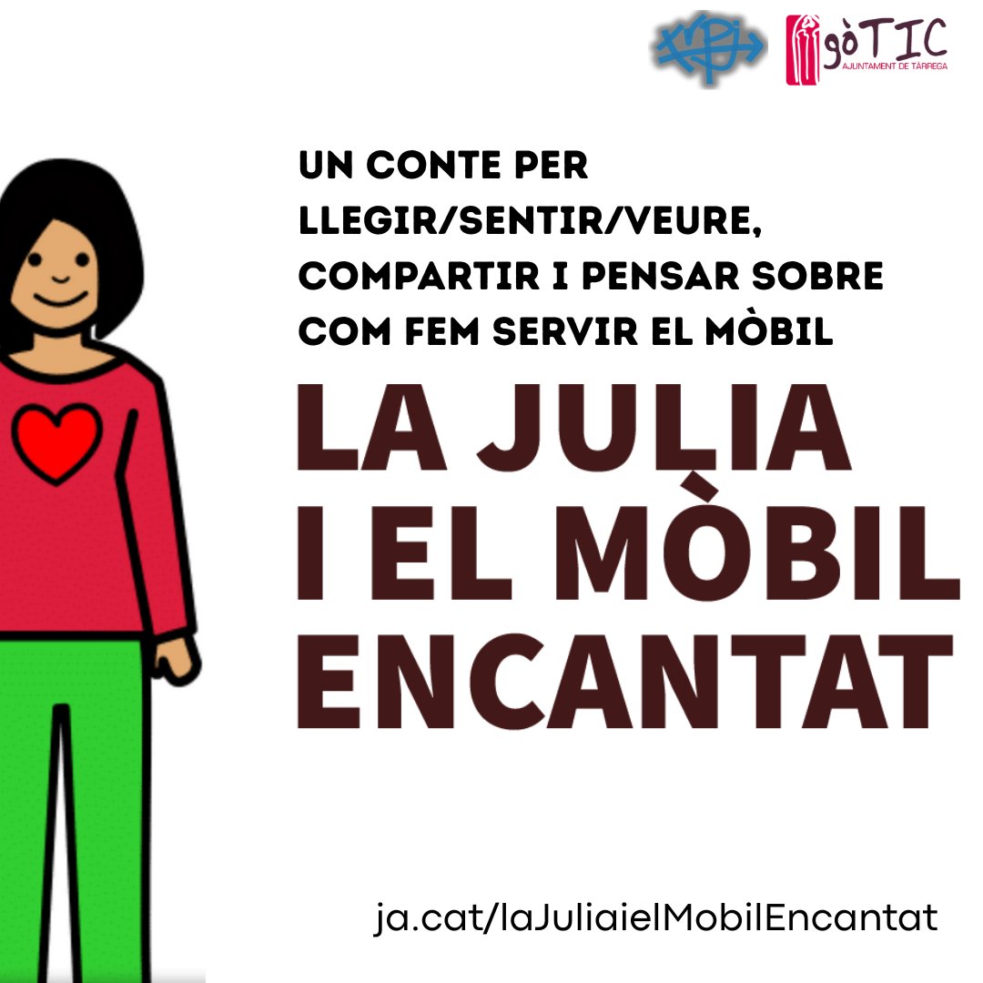 📱✨ La Júlia i el mòbil encantat
El nostre regal de #SantJordi2025 🌹📖
Un conte amb pictogrames i (àudio)lectura fàcil per reflexionar sobre l’ús del mòbil amb el cap i el cor.
🔗 ja.cat/laJuliaielMobi…
#gòTICTàrrega #educaciódigital #inclusiódigital #SantJordiÒmnia #Tàrrega