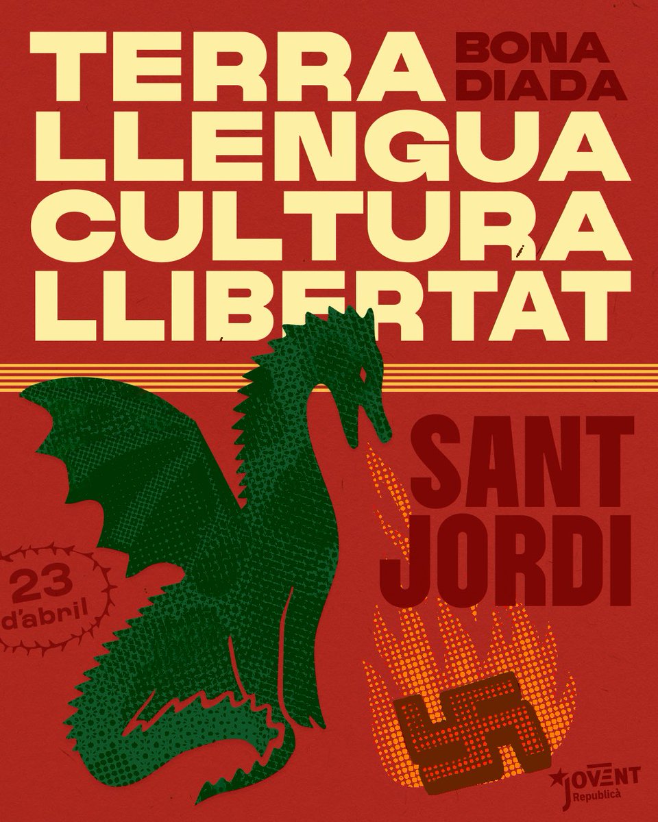 🐲🌹📖 Avui Diada de Sant Jordi reivindiquem les nostres arrels i la nostra identitat, combatius davant dels qui ens neguen el dret a ser poble!

💥 Terra - Llengua - Cultura - Llibertat
