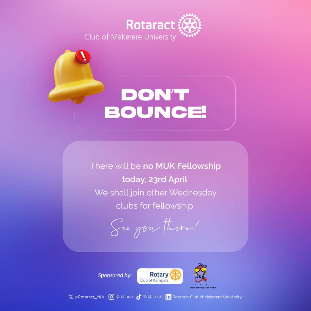 *Don't bounce!*🤗
Today we shall be joining other Wednesday clubs to share in the spirit of networking and learning from each other.

Wednesday clubs here we come!🥳

#visiting 
#rotaract
#rotary
#networking
