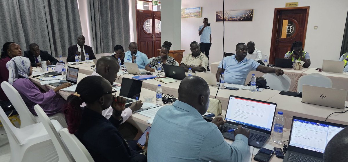 Entebbe Municipal Council TPC engagement meeting with contractors supervising environmental &amp; social safeguards on the Kiwafu Road Reconstruction and climate change vulnerability assessment at Hotel Horizon.