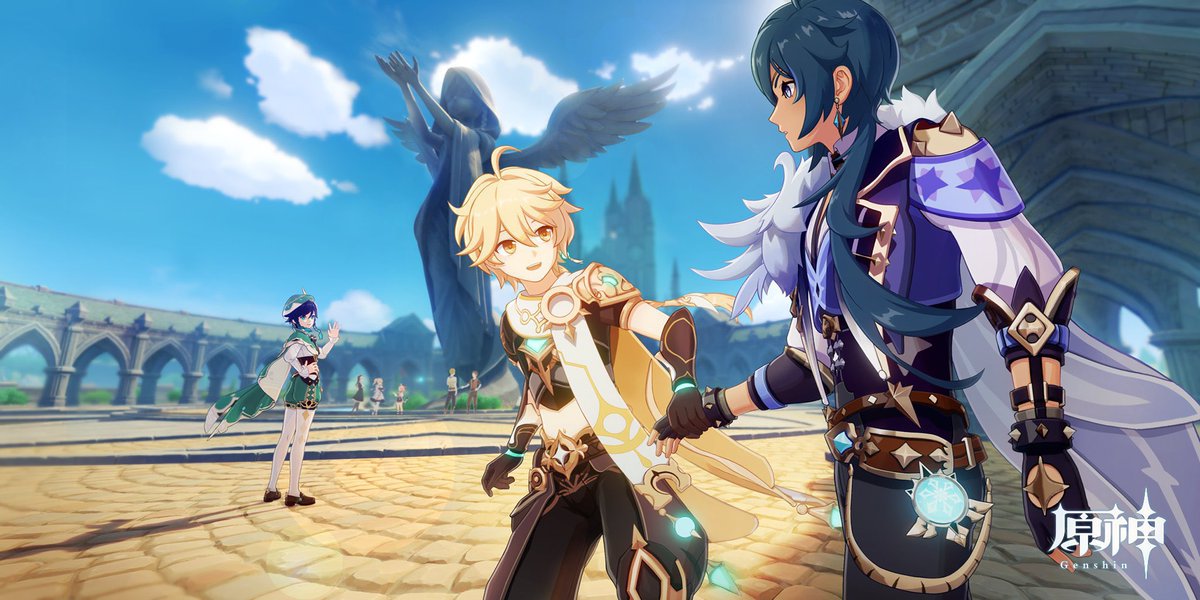 バージョン5.6、カーンルイア関連っぽい3人側の画面が暗くて不穏だけど、でもモンド、すでに❄️を暗い場所から明るい場所に連れ出した実績あるからな🥺「風向きは変わるもの、いつか、光射す方へと吹いてくる」だよ