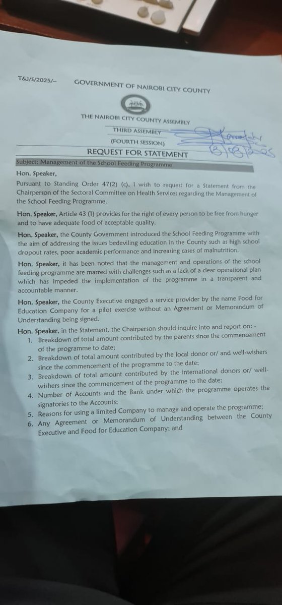 jumajibaba1's tweet image. Nairobi;
The late Kariobangi North MCA Hon. Joel Munuve was to request for this attached statement at the county assembly chambers in the afternoon before he was rushed to AAR hospital and died few hours later.
There are so many answered questions.
#SiMimiNiSisi 
##OneTerm
#