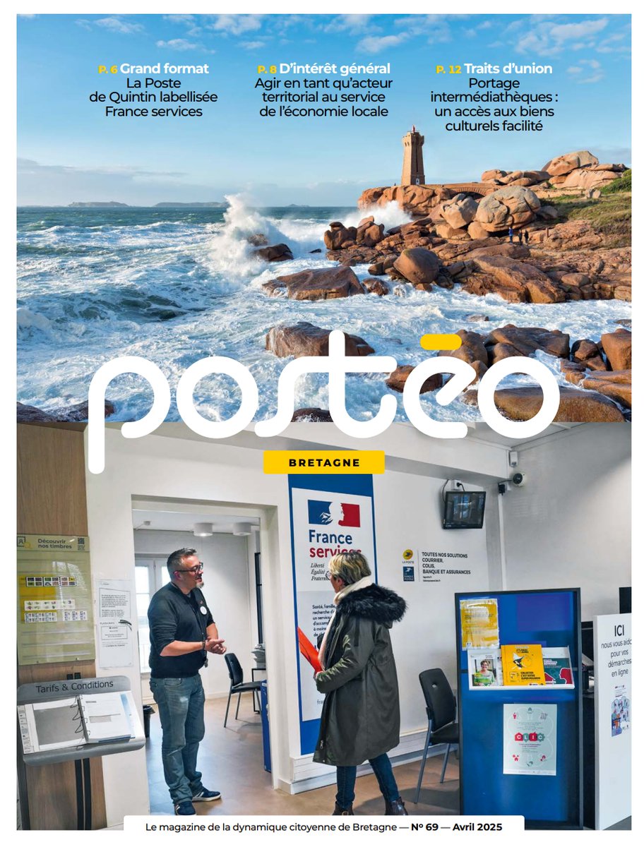 #POSTEO 6⃣9⃣📷est en ligne !📷

Au programme: 
➡️+ de proximité avec l'espace France Services de La Poste de Quintin
➡️ le portage de livres intermédiathèques de <a href="/StBrieucAgglo/">StBrieuc Armor Agglo</a> 
➡️le soutien à l'économie locale au sein des bureaux de poste
Disponible ici👉urlr.me/j7Xdpg