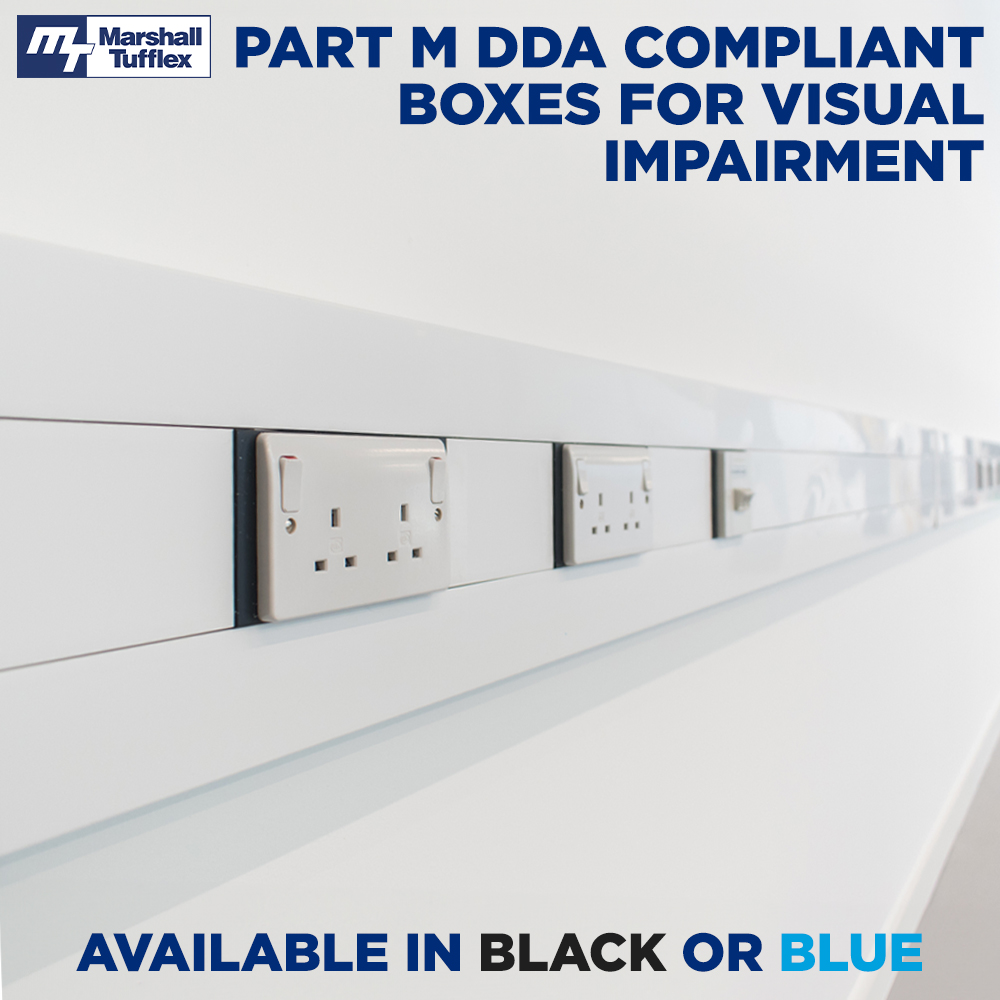 MTufflex's tweet image. We offer a range of coloured accessory boxes with contrasting frames or spacers to support Part M compliance ✅

Available in black and blue 💙

#PartM #DDACompliant #Specification