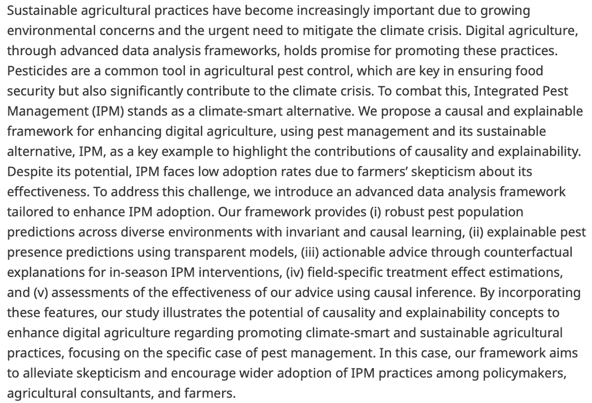 Environmental Data Science (@envdatascience) on Twitter photo New article!
Leveraging causality and explainability in digital agriculture
👉 bit.ly/42Jd5Dh
By <a href="/itsoumas/">Ilias Tsoumas</a>, Vasileios Sitokonstantinou, <a href="/giannarakisg/">Georgios Giannarakis</a>, Evagelia Lampiri, <a href="/christos_edward/">Christos E. Athanasiou</a>, Gustau Camps-Valls, Charalampos Kontoes & Ioannis N. Athanasiadis
#agriculture New article!
Leveraging causality and explainability in digital agriculture
👉 bit.ly/42Jd5Dh
By <a href="/itsoumas/">Ilias Tsoumas</a>, Vasileios Sitokonstantinou, <a href="/giannarakisg/">Georgios Giannarakis</a>, Evagelia Lampiri, <a href="/christos_edward/">Christos E. Athanasiou</a>, Gustau Camps-Valls, Charalampos Kontoes & Ioannis N. Athanasiadis
#agriculture