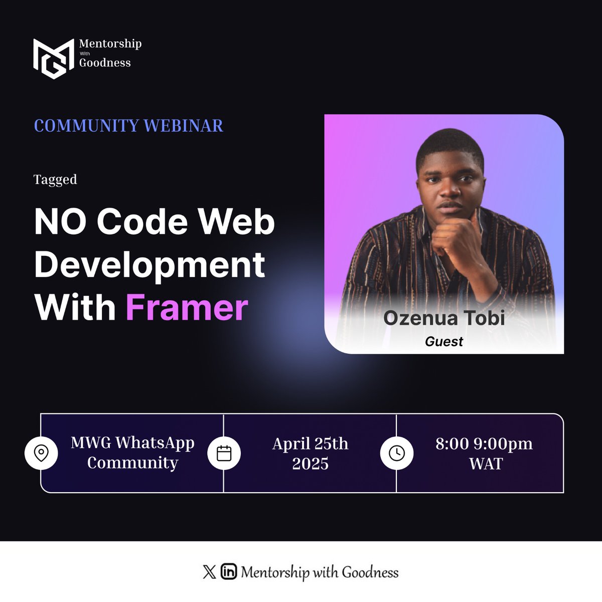 MentorshipWG's tweet image. Is Framer giving you a headache? We’ve got you!

Join our No-Code Web Design Session this Friday, 25th, with @Ozenua Tobiloba.

🕗 8PM WAT | 📍 WhatsApp
The session is free, but you have to join the community.

👉Join us: lnkd.in/dArNywZg

#MWGCommunity #DesignWithFramer