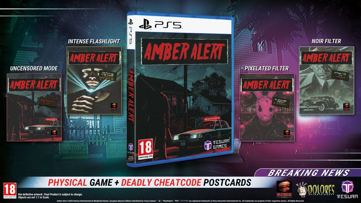 Tesura Games #Connect 👾 (@tesuragames) on Twitter photo ⚠️ CAUTION ⚠️
If you pre-order #AmberAlert, there is no turning back!
The EXTREMELY difficult Survival Horror developed by @DRYBREAD_games will keep you on edge!
Grab your #PS5 Boxed Edition now!
🔞 Deadly Cheatcode Postcards included
<a href="/Dolores_Ent/">Dolores Entertainment</a> ⚠️ CAUTION ⚠️
If you pre-order #AmberAlert, there is no turning back!
The EXTREMELY difficult Survival Horror developed by @DRYBREAD_games will keep you on edge!
Grab your #PS5 Boxed Edition now!
🔞 Deadly Cheatcode Postcards included
<a href="/Dolores_Ent/">Dolores Entertainment</a>