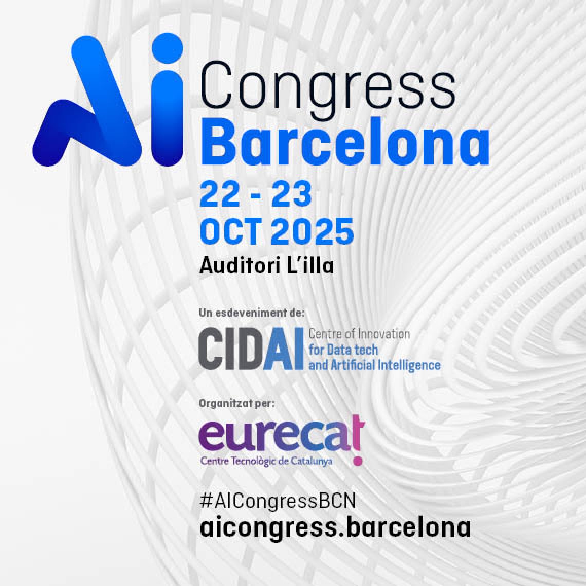 🤖 Última setmana per presentar-se al Call for Projects 
i participar com a ponent a #AICongressBCN de <a href="/CIDAI_eu/">CIDAI</a> <a href="/Eurecat_news/">Eurecat</a>

AI Congress és el congrés de referència sobre intel·ligència artificial i tecnologies de dades que se celebrarà els dies 22 i 23 d'octubre a Barcelona.
