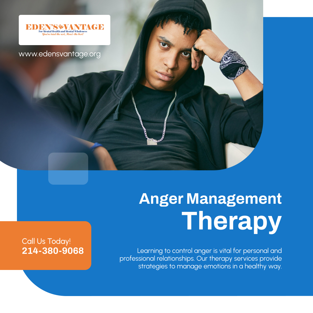 EdensVantage's tweet photo. Don’t let anger control you. Our therapy sessions offer tools to manage emotions constructively. Book an appointment today! 

#BehavioralHealthCare #ForneyTX #AngerManagement https://t.co/9iWsK6XsW3