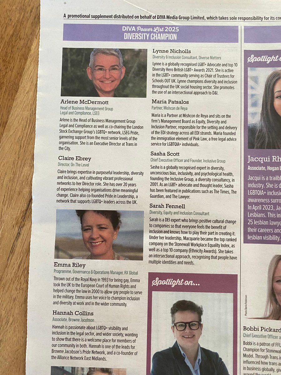 VDCEmma's tweet image. Thrilled to be in the 2025 @DIVAmagazine Power List as Diversity Champion!
Incredible to be with fabulous, inspirational and powerful LGBTQIA+ women and non-binary people.
lnkd.in/eSBfndJW
Visibility is key to keep, protect and advance rights for LGBTQIA+ people #LVW25