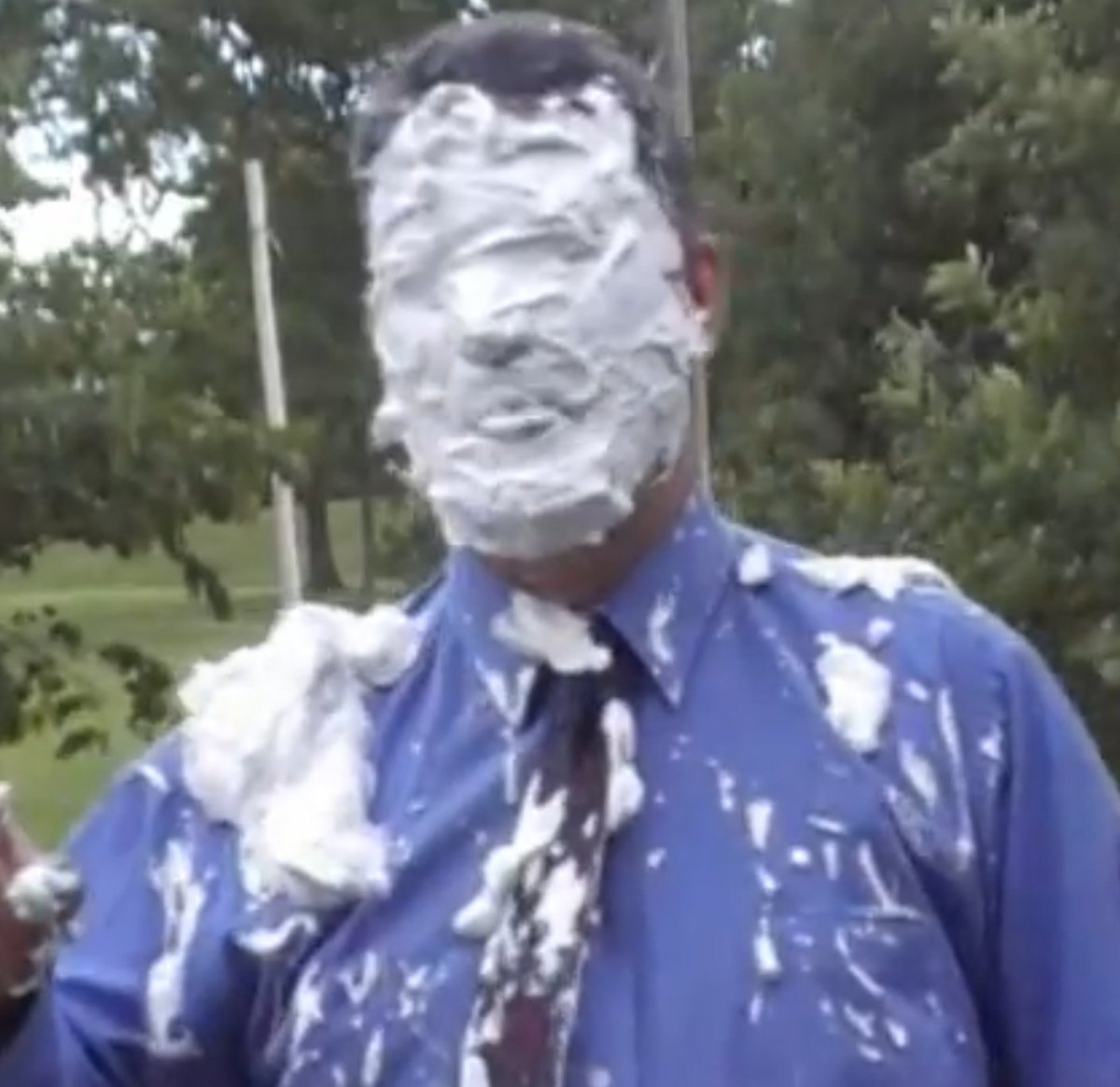 Outdoor pie.                                                    #gunge #messy #pie #outdoor #shirt #tie