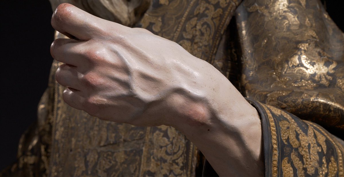 Hands of Saint Ginés de la Jara (detail), about 1692, Luisa Roldán. Polychromed wood (pine and cedar) with glass eyes