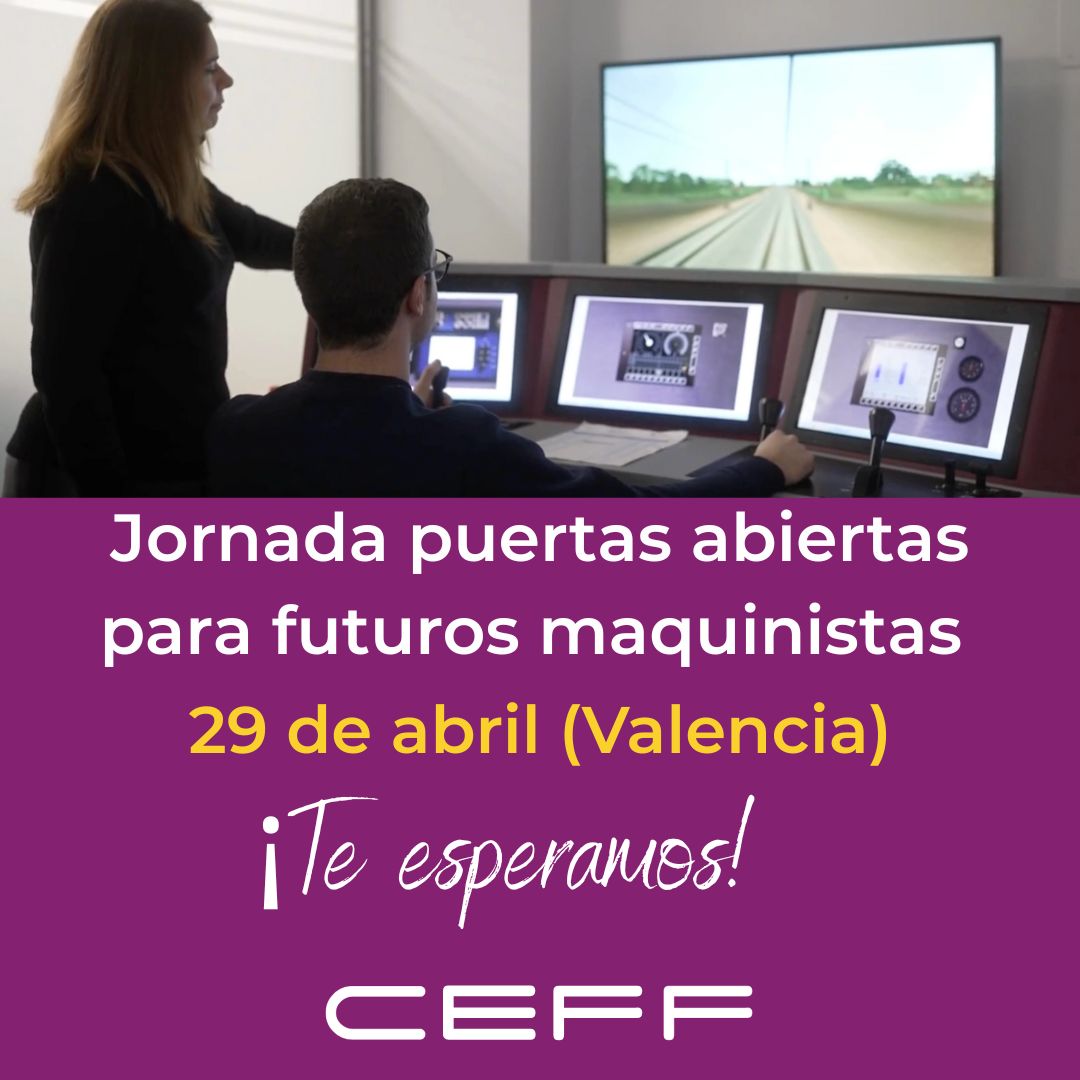 🚆 ¿Te gustaría ser maquinista ferroviario?
Jornada de Puertas Abiertas en CEFF Valencia
🗓 Martes 29 de abril de 2025

Más info: 🔗 ceff.es/jornada-de-pue…

#Maquinistas #FormaciónFerroviaria #Valencia #maquinistatren #cursomaquinista #ceffValencia