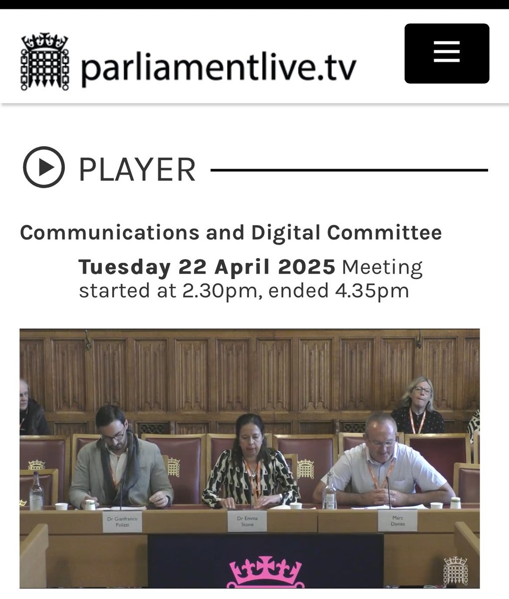 Gianfranco Polizzi (@gf_polizzi) on Twitter photo Yesterday, I had the privilege of giving oral evidence on #MediaLiteracy to the <a href="/LordsCommsCom/">Lords Communications and Digital Committee</a>. It was great to contribute alongside Emma Stone (<a href="/GoodThingsFdn/">Good Things Foundation</a>) and <a href="/MarcCwmpas/">Marc Davies</a> (<a href="/Cwmpas_Coop/">Cwmpas</a>).
You can watch my session here: parliamentlive.tv/event/index/d6… Yesterday, I had the privilege of giving oral evidence on #MediaLiteracy to the <a href="/LordsCommsCom/">Lords Communications and Digital Committee</a>. It was great to contribute alongside Emma Stone (<a href="/GoodThingsFdn/">Good Things Foundation</a>) and <a href="/MarcCwmpas/">Marc Davies</a> (<a href="/Cwmpas_Coop/">Cwmpas</a>).
You can watch my session here: parliamentlive.tv/event/index/d6…