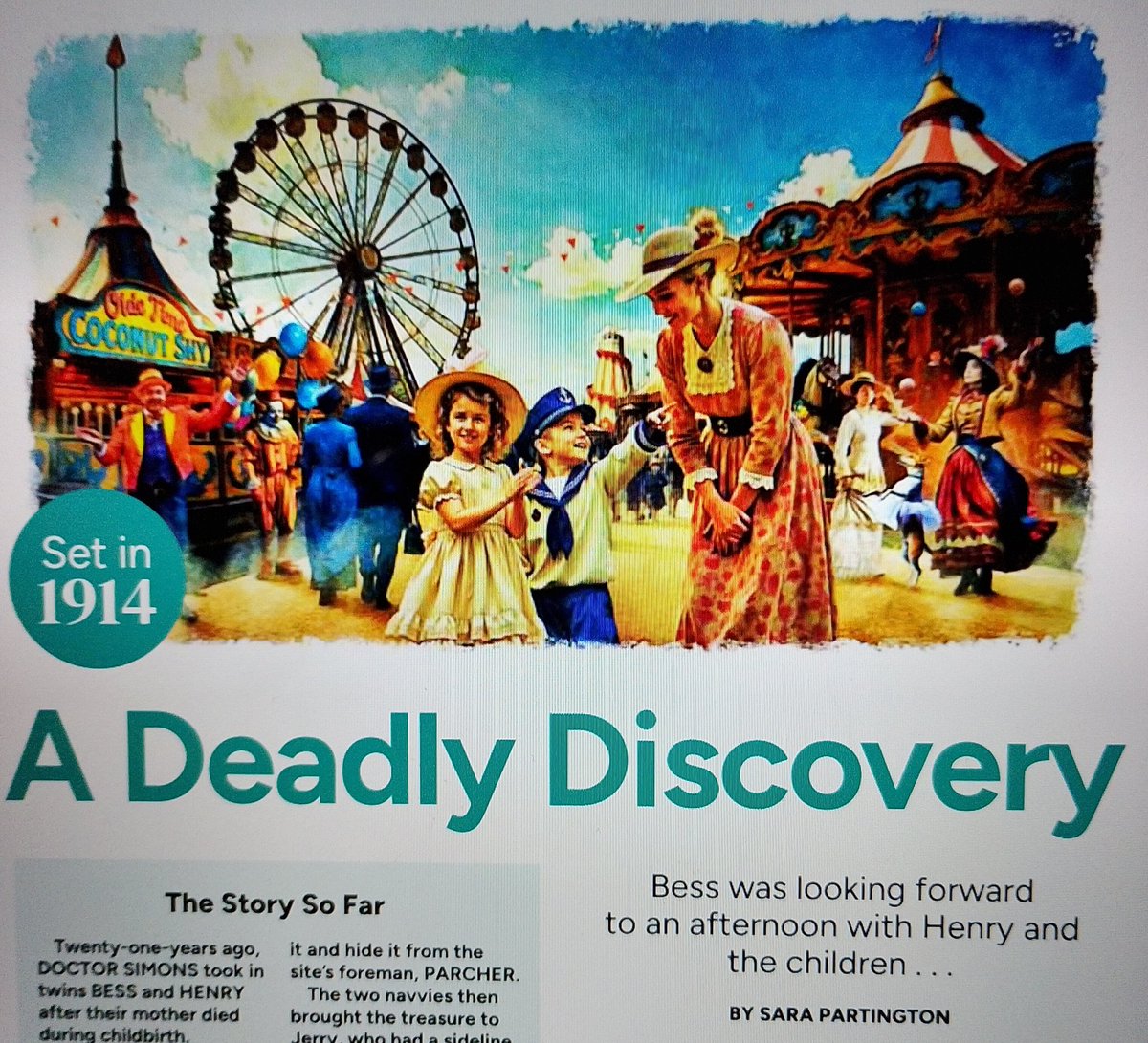 Sara Partington (@sjpfiction) on Twitter photo Week 3 of my new serial, 'A Deadly Discovery', in <a href="/TheFriendMag/">The People's Friend</a> and we're off to the fair. My thanks to <a href="/ged_fay/">Gerard Fay</a> for giving us some blue sky because it's going to get a bit dark for a while... #WritingCommunity Week 3 of my new serial, 'A Deadly Discovery', in <a href="/TheFriendMag/">The People's Friend</a> and we're off to the fair. My thanks to <a href="/ged_fay/">Gerard Fay</a> for giving us some blue sky because it's going to get a bit dark for a while... #WritingCommunity