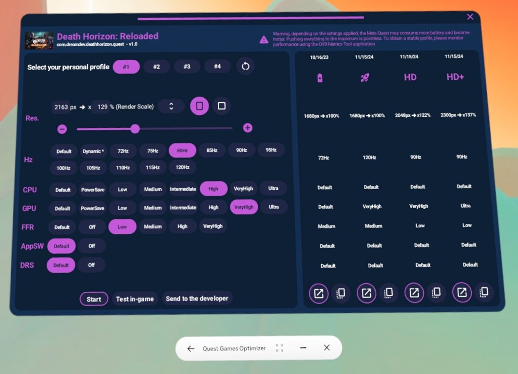 Anagan79's tweet image. Quest Games Optimizer v12.7.0 is available 😃
 
- Added ability to disable AppSW (Application Space Warp) (v76)
- Added ability to disable DRS (Dynamic Resolution Scaling) 

quest-games-optimizer.com