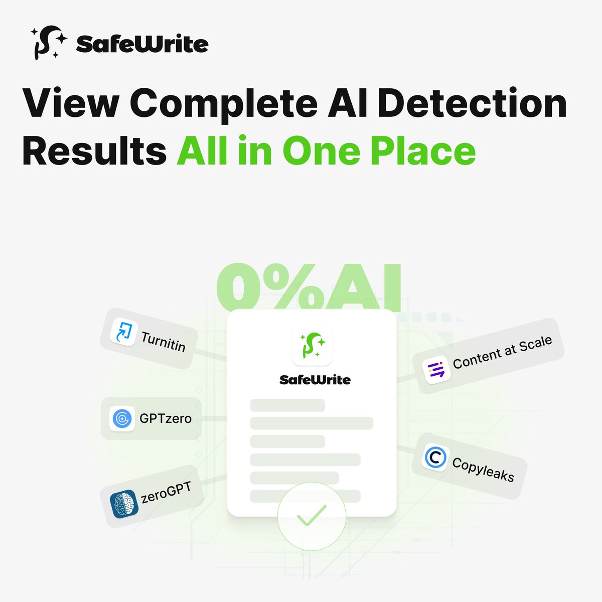 Safewrite_AI's tweet image. Stop wasting time checking multiple detectors! Safewrite does it all for you—Turnitin, GPTZero, you name it—with full reports in a single scan. Easy peasy! Visit here👉 safewrite.ai