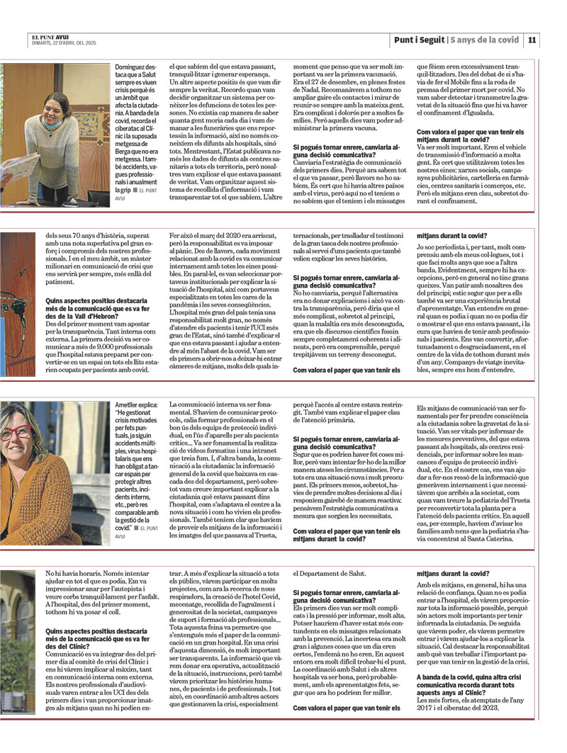 marcbataller's tweet photo. @elpuntavui @salutcat @gemmadg @xavier_francas @hospitalclinic @GAmetller @htrueta @vallhebron En obert, el reportatge sobre els companys/es de comunicació que van treballar durant la pandèmia de la #COVID en hospitals, primària, l'administració... @elpuntavui https://t.co/516DdPf8Rn