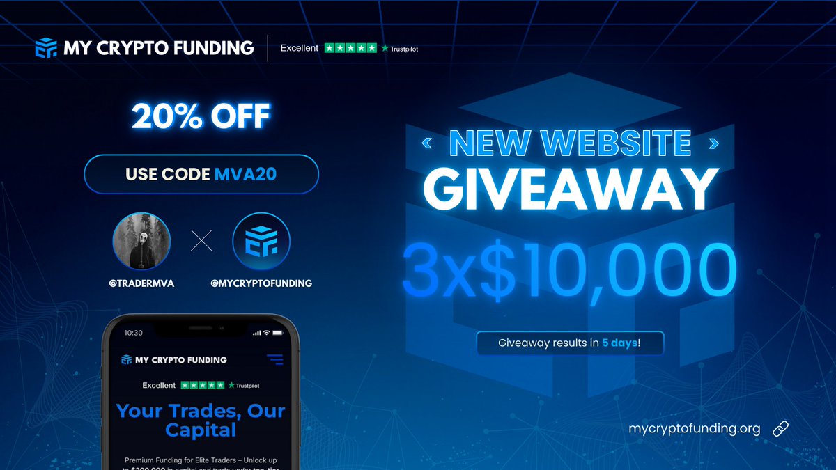 GIVEAWAY TIME🎁

Prize: 3x $10K Evaluation Accounts

To participate:   

- Follow: <a href="/MyCryptoFunding/">My Crypto Funding</a> &amp; <a href="/TraderMva/">mva</a> 
- Like, retweet &amp; tag a friend

GOODLUCK, ENDS IN 5 DAYS!!