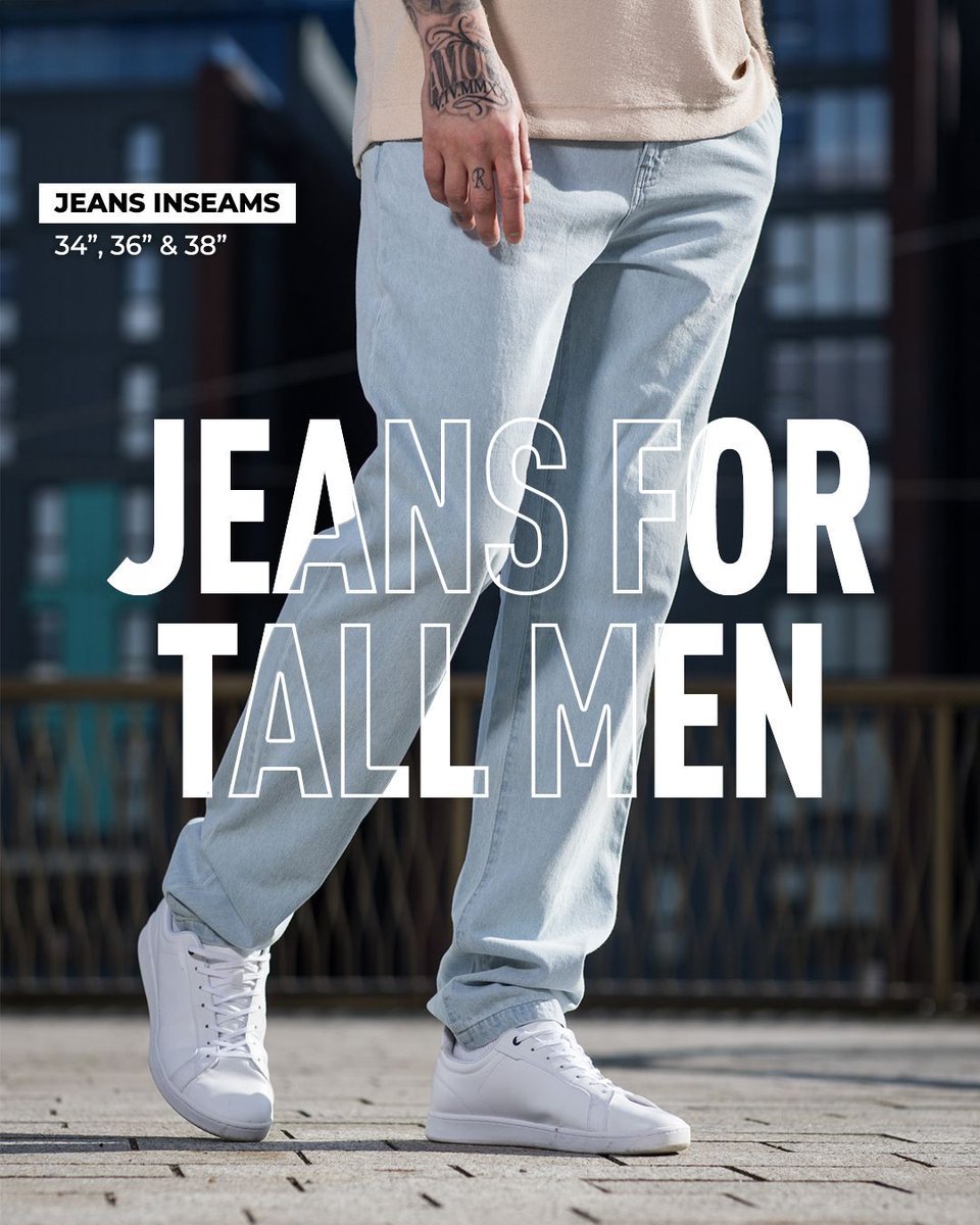 Jeans designed with extra length for guys over 6'3" 📏 

From the guys who understand tall 🫡  #extralong #jeans #tallmensclothing