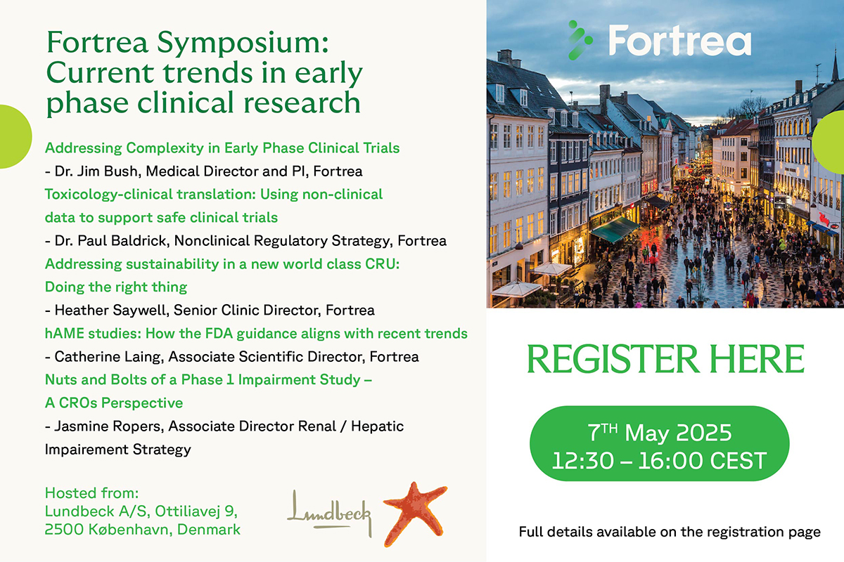 Fortrea's tweet image. Only two weeks until Fortrea&apos;s symposium where we&apos;ll explore various facets of early-phase #ClinicalDevelopment. Plus, don&apos;t miss the opportunity to network while enjoying some refreshments. 

Register now: eventbrite.co.uk/e/fortrea-symp… 

#Cophenhagen #ClinicalResearch