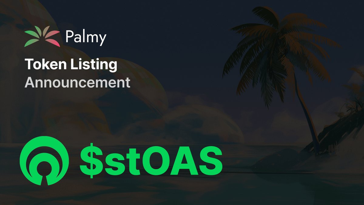We're excited to announce that $stOAS is now live on Palmy Finance.

Now, you can: 

👉 Earn yield by lending $stOAS. 
👉 Unlock Liquidity by borrowing $stOAS using $WBTC, $WETH, $OAS, or $USDC.e as collateral.

Utilize your stOAS with us today! 

Head to: app.palmy.finance