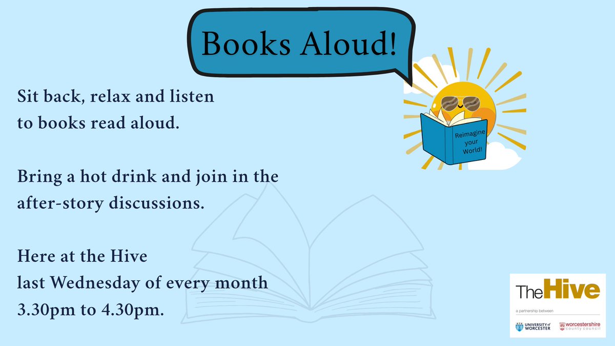 Join us on Wednesday 30th April at 15:30 for the first edition of Books Aloud! 📚 Settle in and share a story with us, then enjoy an after-story discussion. 🗣️ This event is free and drop-in, no booking required!

#storiesforall
