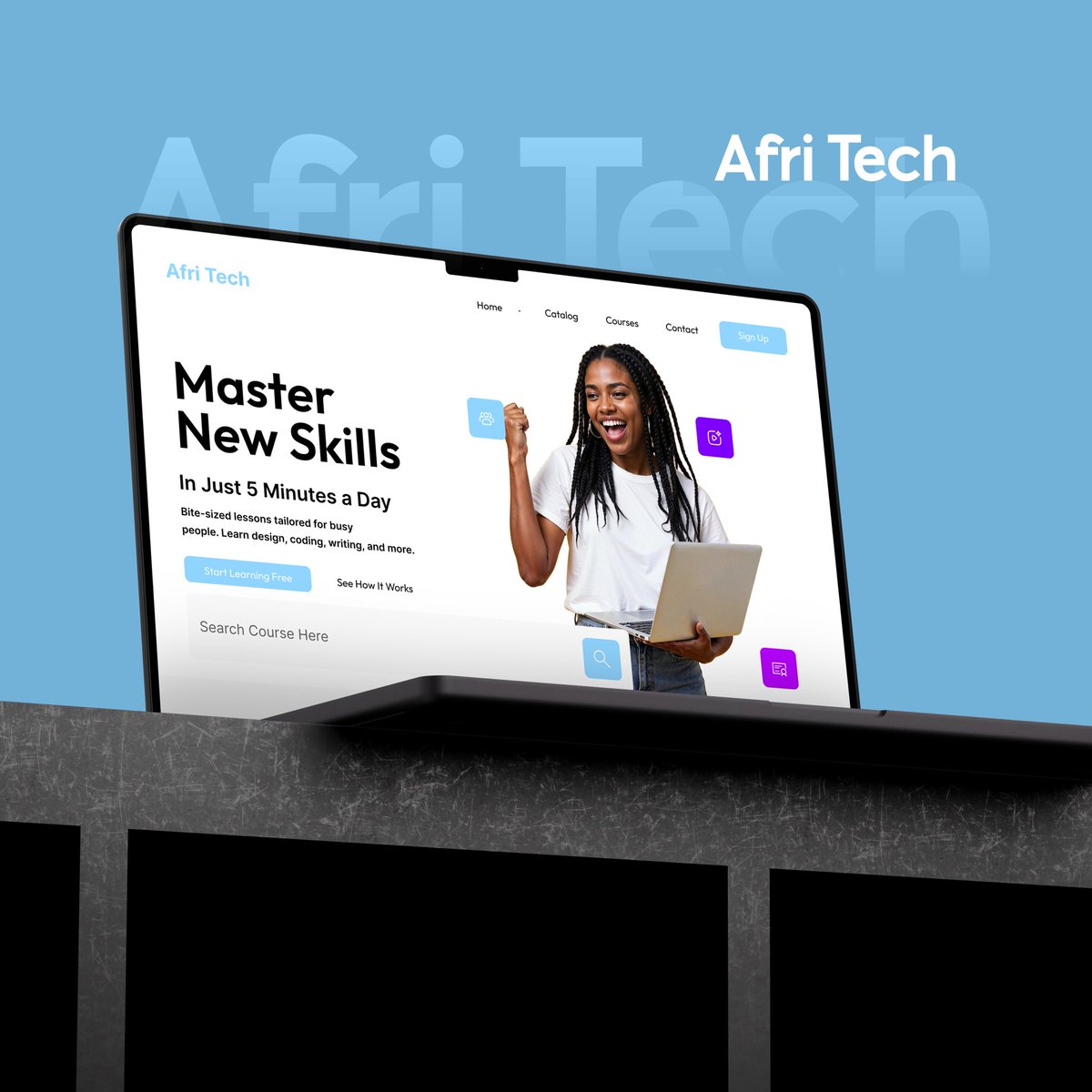 AdedejiMercyGb1's tweet image. Afri Tech Hero Section
Clean Design, Engaging Learning Interface

#UiUx #ProductDesign #WebsiteDesign #websitedesigner