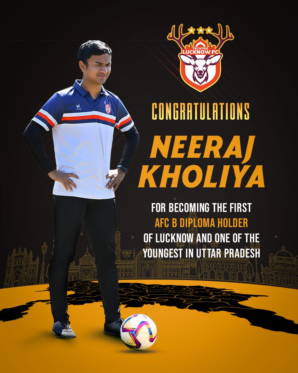 techtrolucknow's tweet image. History Created!
Techtro Lucknow FC’s very own Neeraj Kholiya becomes the FIRST from Lucknow and the YOUNGEST in Uttar Pradesh to smash through the elite AFC B Diploma Course!
While others talk, we make history. Levels to this game!
#techtrolucknowfc