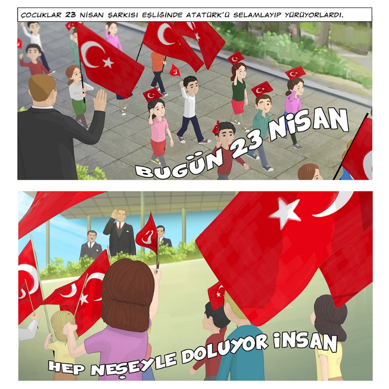 23 Nisan Ulusal Egemenlik ve Çocuk Bayramımız Kutlu Olsun!

Dünyanın ilk Atatürk animasyon filmi: 
youtube.com/watch?v=--ZZsL… 

Atatürk Bir Ulusun Kurtarıcısı Çizgi Roman:
iyzi.link/AA5pKg

#atatürk #birulusunkurtarıcısı #23nisan #türkiye #ulusalegemenlik #çocukbayramı