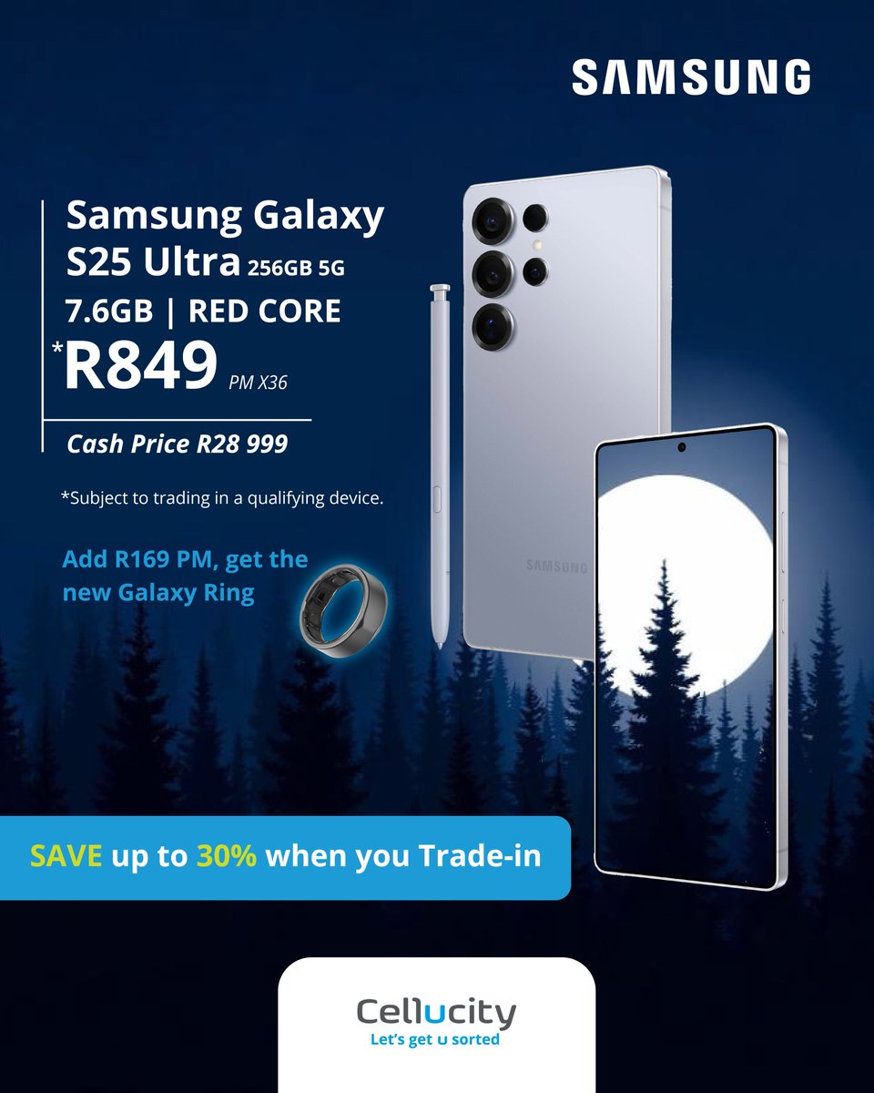 📱💸 Time to Trade Up! Bring in your qualifying smartphone and get instant value toward a brand Samsung Galaxy S25 device – it’s that easy!

Start your trade-in journey today at Cellucity in-store or online:
🔗 cellucity.co.za/trade-in

@samsungmobilesa
#GalaxyS25 #Samsung #Smart