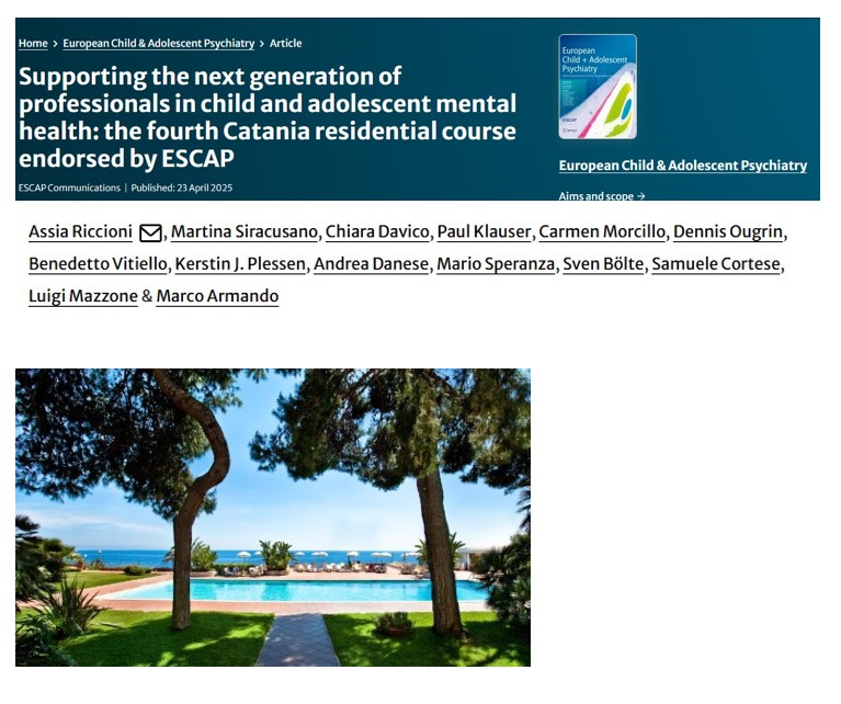 Communication about our course on #child and #adolescent #mental health out <a href="/ESCAPonline/">ESCAP</a> journal

link.springer.com/article/10.100…

Places for the 5th edition (1–4 October 2025) in #Sicily, #Italy are still available. Please register here residentialcourse.com/5th_edition/

<a href="/ProfMazzone/">Luigi Mazzone</a>