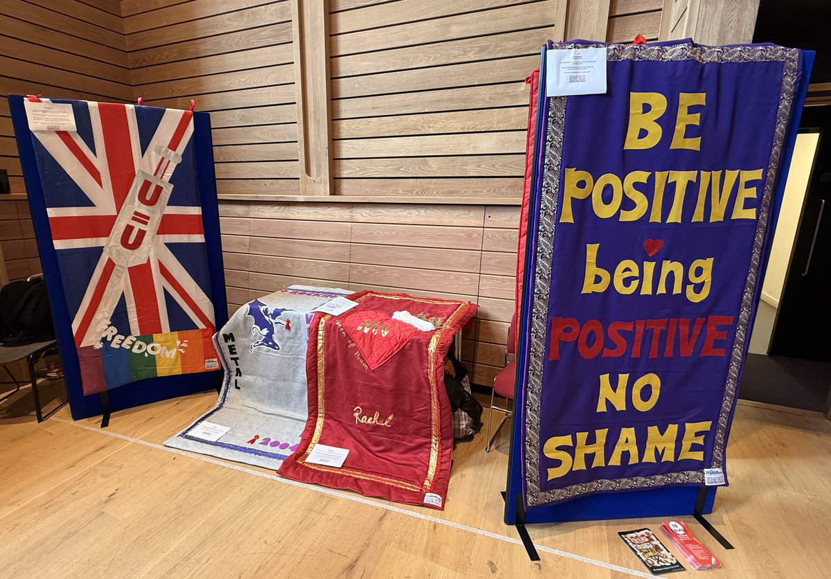 The <a href="/BAHMemorial/">Birmingham AIDS & HIV Memorial</a>  'Cover Up Quilts' are on display at #BHIVA25.

Come &amp; meet the Project Lead, Garry Jones and see several quilts made by people living with #HIV.  

This project was part funded by the <a href="/BritishHIVAssoc/">BHIVA</a> <a href="/drlaurajwaters/">Laura Waters</a> Community Fund.