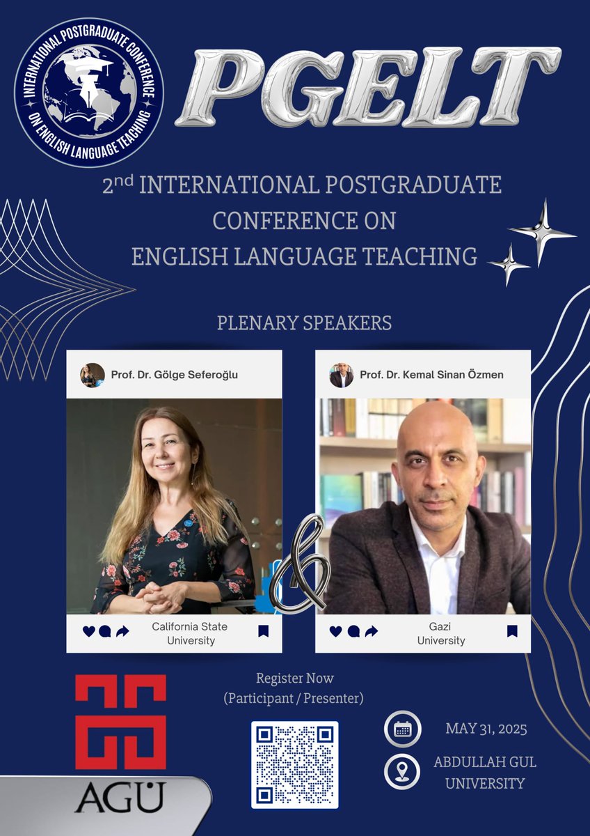 Deadline for Paper Submission: 10 May 2025
Event Details:
🗓️ Date: 31 May 2025, Saturday 
🕒 Time: 09:00-18:00
🗓️ Schedule: 2 Plenary Talks, 2 Workshops, up to 40 paper presentations, 3MT competition (Share your research in 3 minutes)
📍Location: Abdullah Gül University, Kayseri